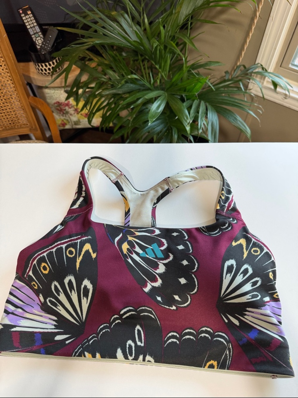 FARM Rio Adidas Burgundy Butterfly Print Sports Bra